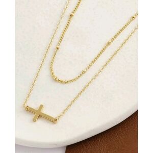 Anthropologie Sarah Dainty Cross Layered Minimalist Chain Necklace